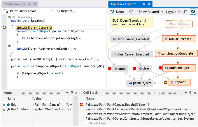 Nog een call stack toevoegen aan code map