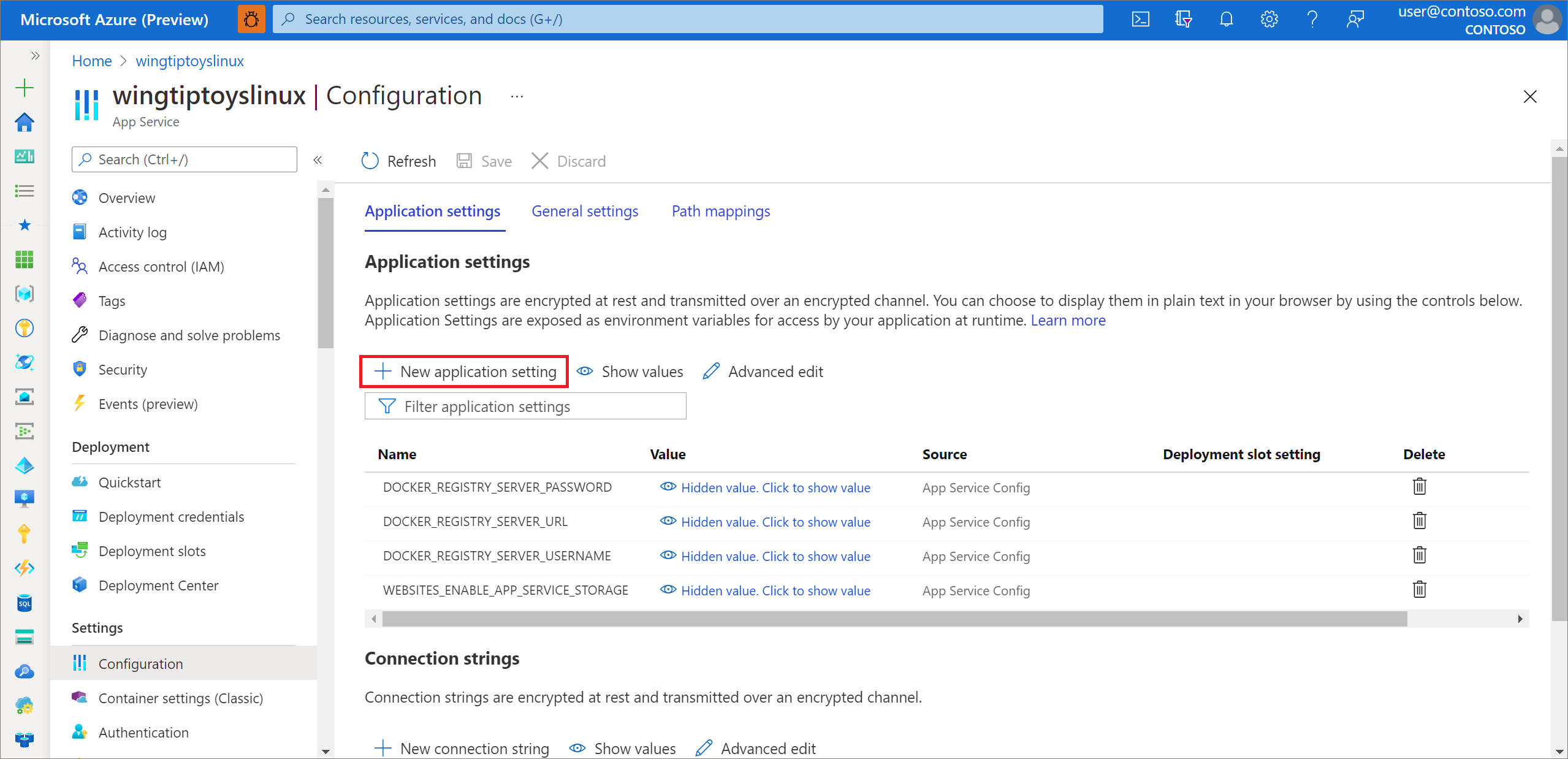 Guardar um número de porta personalizado no portal do Azure
