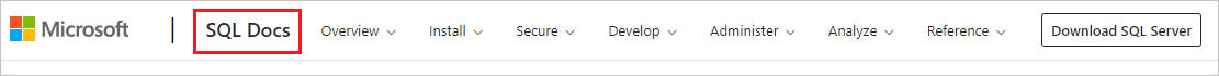Captura de ecrã da opção de menu Documentos SQL no cabeçalho.