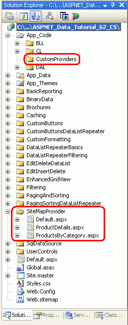 添加用于网站地图提供程序相关教程的 ASP.NET 页面