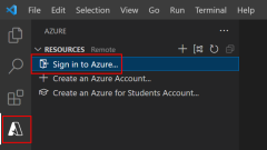 显示未登录时 Azure 工具的外观的屏幕截图。