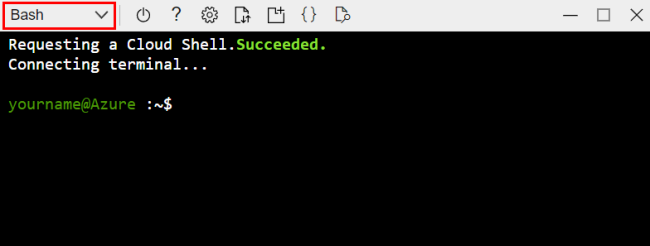 显示如何在 Cloud Shell 中选择 Bash 选项的屏幕截图。