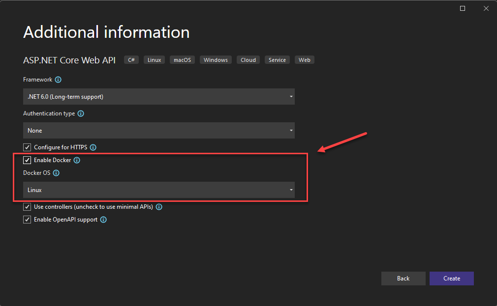 Visual Studio 启用 Docker 支持