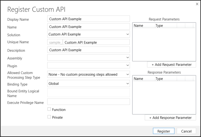 PRT 自定义 API 表单