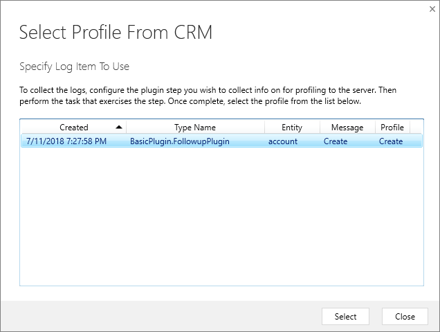 从 CRM 对话框中选择“用户档案”。