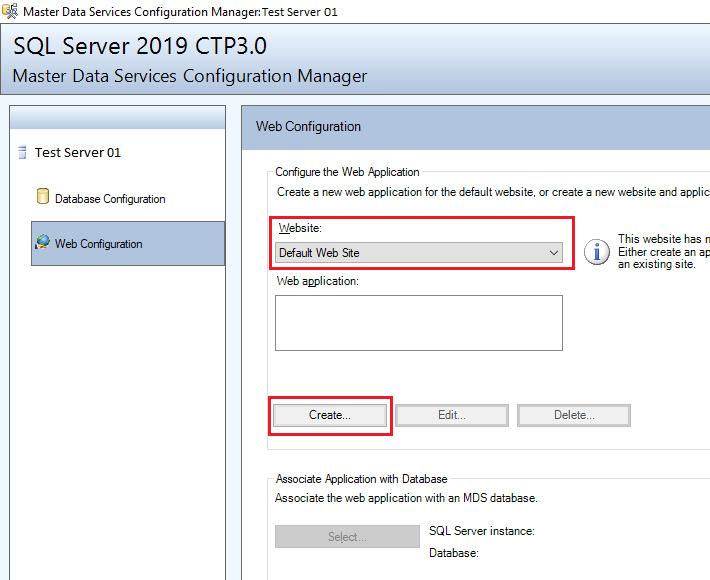 Master Data Services Configuration Manager 对话框的屏幕截图。