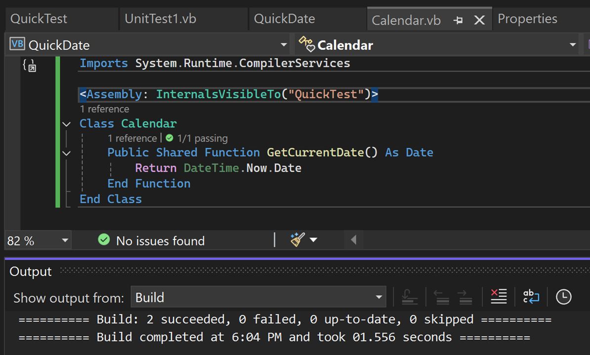 Visual Studio 中输出窗口的截图。