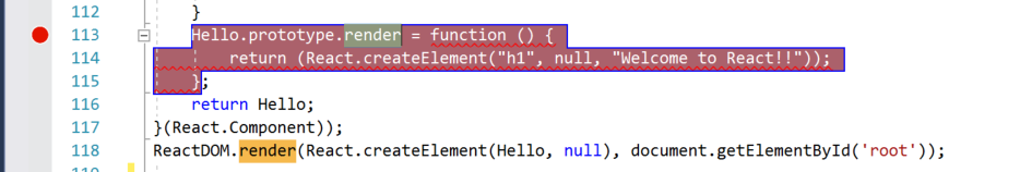 Visual Studio Code 窗口的屏幕截图。一个 return 语句被选中，左侧页边距中的一个红点指示设置了断点。