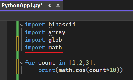 显示从 Visual Studio 2022 中的智能标记运行命令后添加的导入语句的屏幕截图。