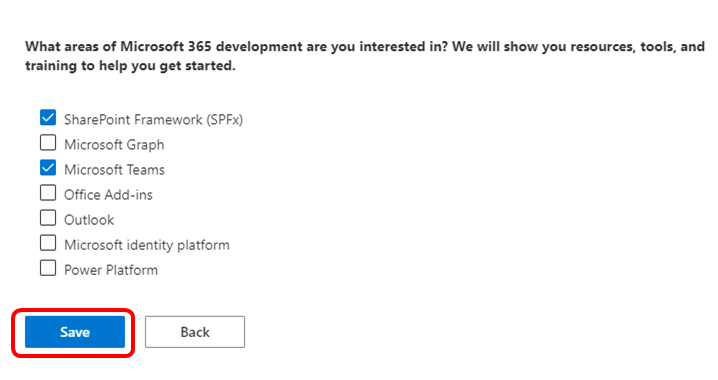 Microsoft 365 开发区域选择