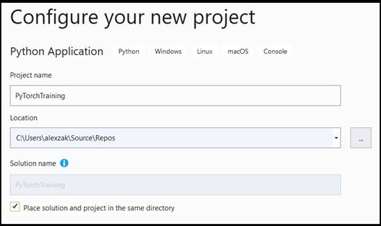 配置新的 Python 应用