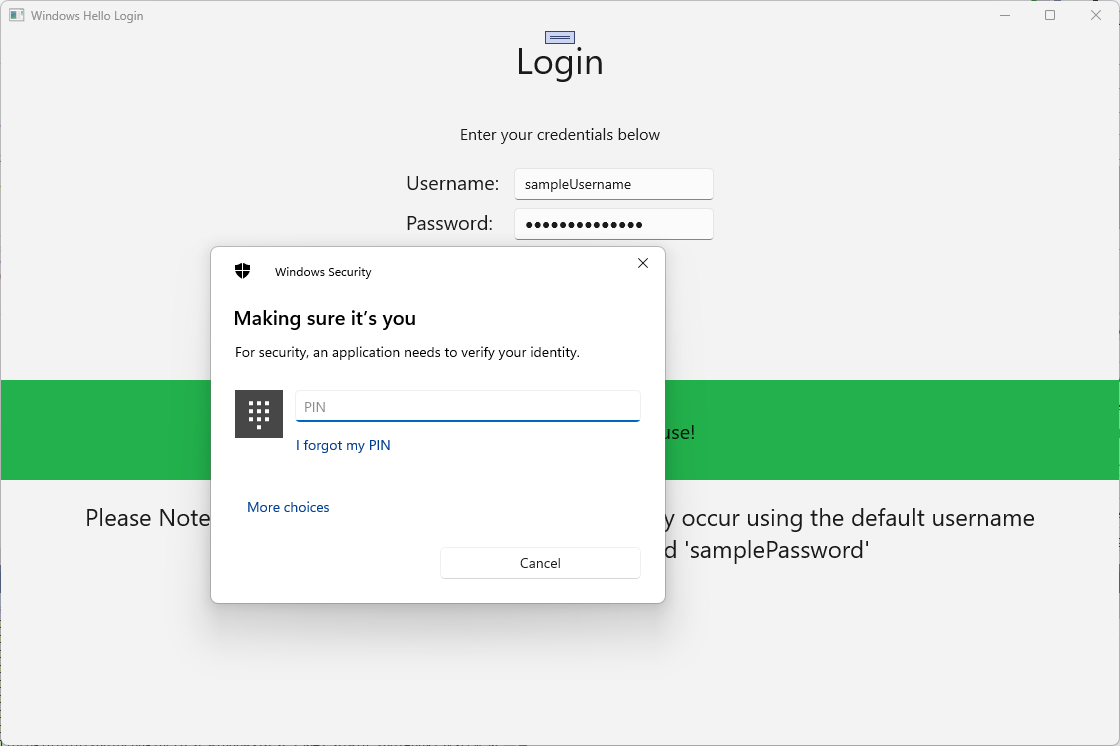 Windows Hello登录屏幕的屏幕截图