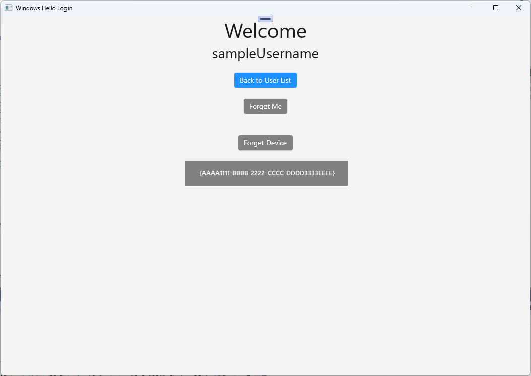 显示设备 ID 的 Windows Hello 成功登录的屏幕截图