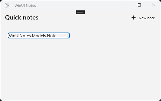 备注应用 UI，其中备注列表显示 Note 类名称，而不是备注内容。
