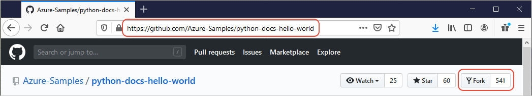 在 GitHub 上分岔範例存放庫