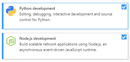 Node.js 以及Python開發工作負載