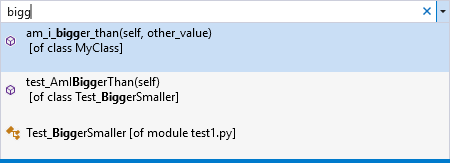 顯示 Visual Studio 中 [移至] 命令的螢幕擷取畫面。
